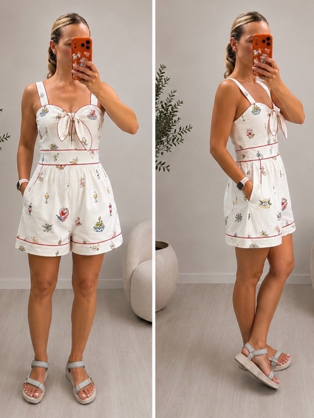 Caroline Constas White Embroidery Linen blend Romper Size Medium - Picture 2 of 12